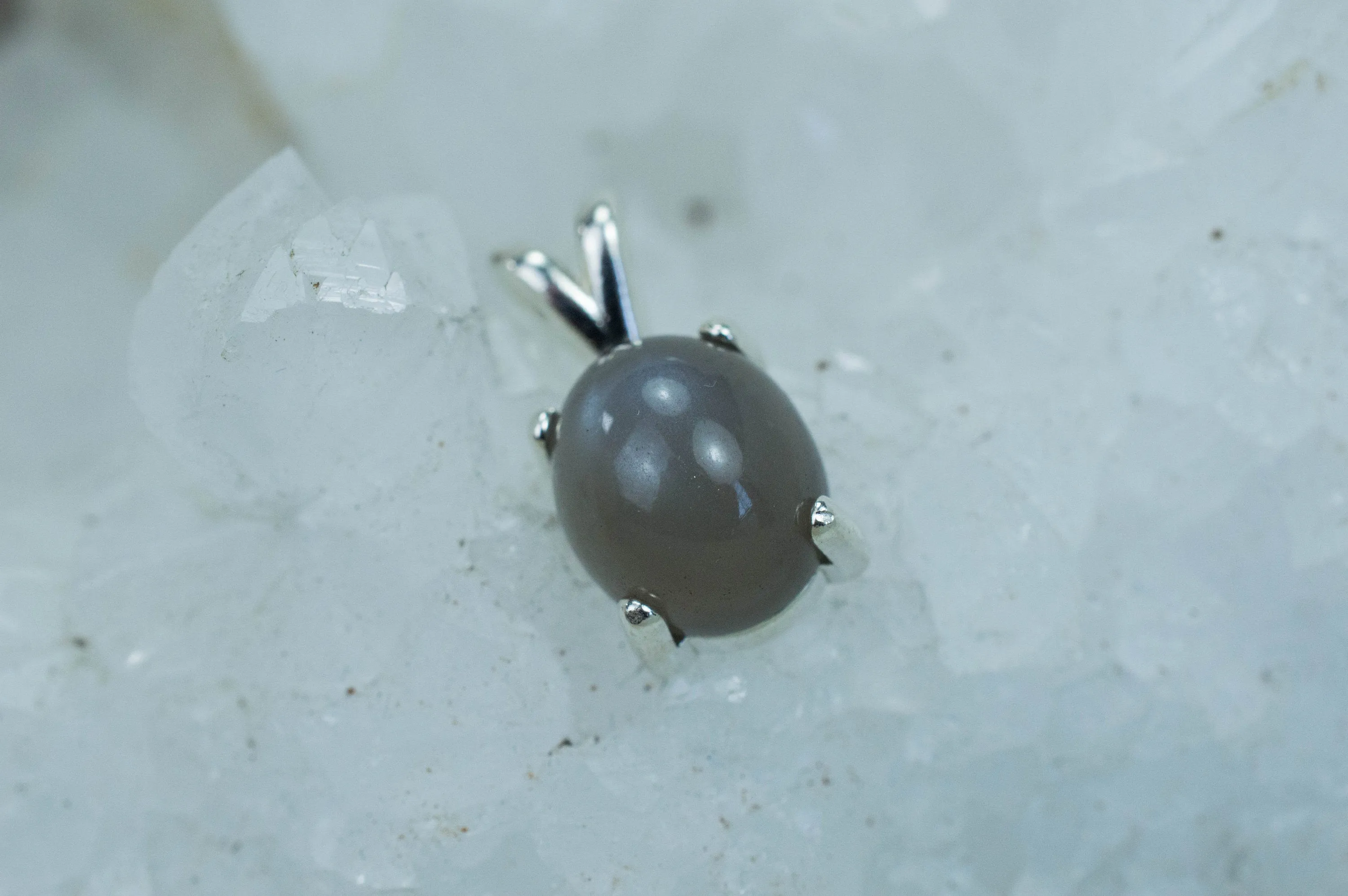 Gray Moonstone Pendant; Genuine Untreated India Moonstone