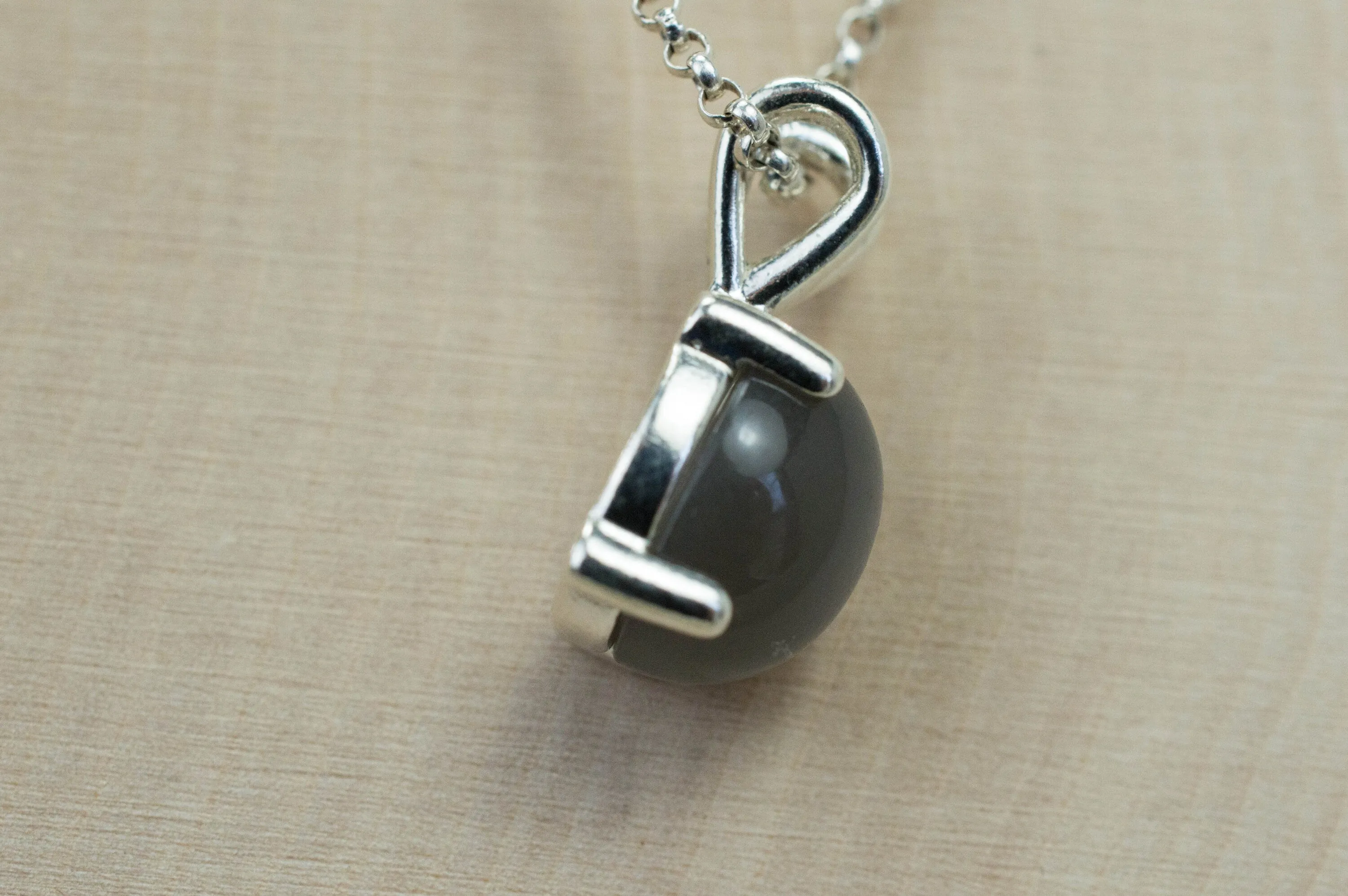 Gray Moonstone Pendant; Genuine Untreated India Moonstone