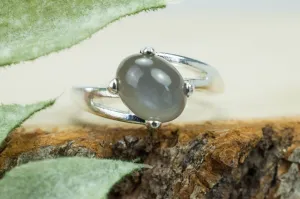 Gray Moonstone Ring; Genuine Untreated India Moonstone