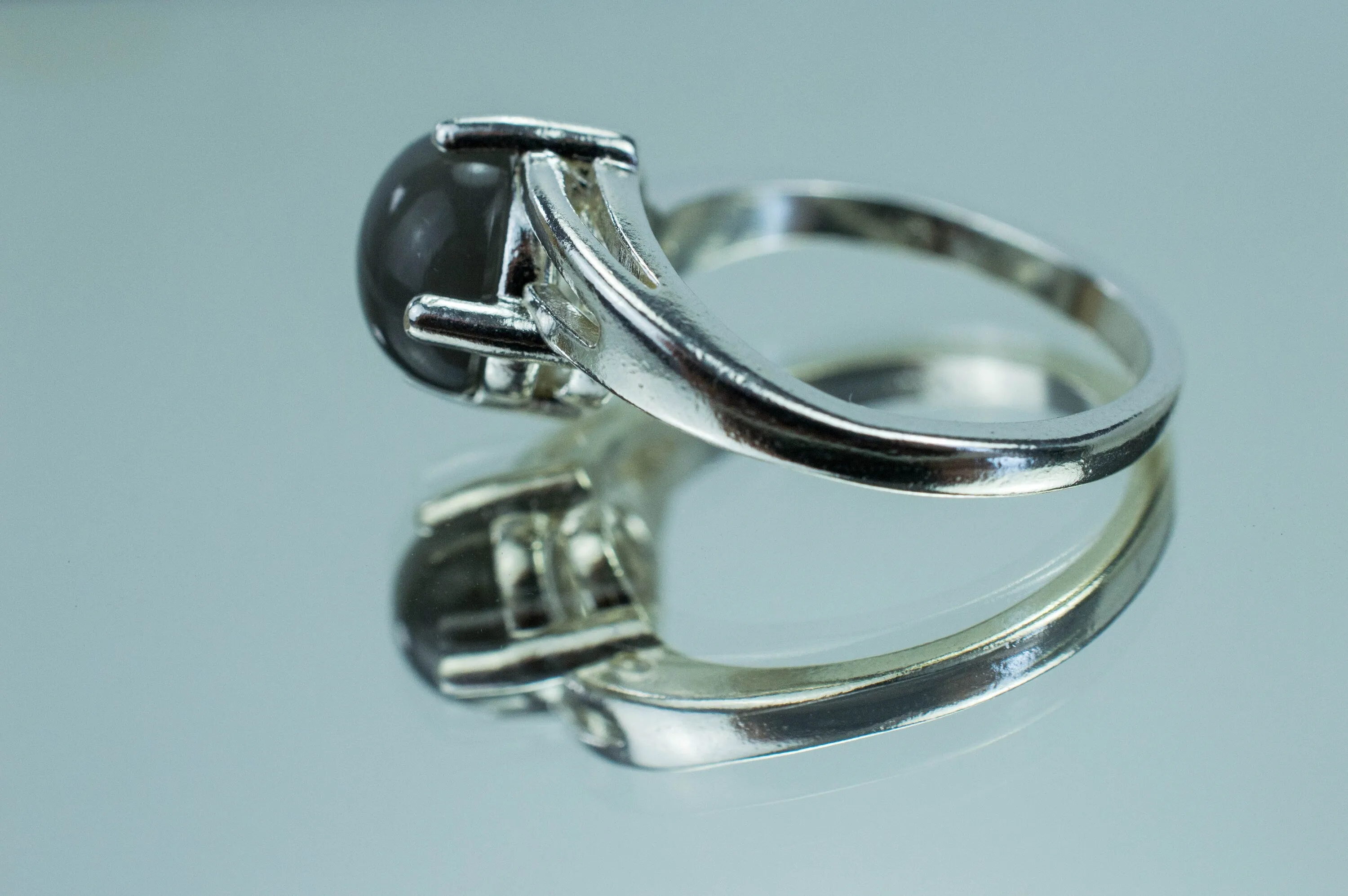 Gray Moonstone Ring; Genuine Untreated India Moonstone