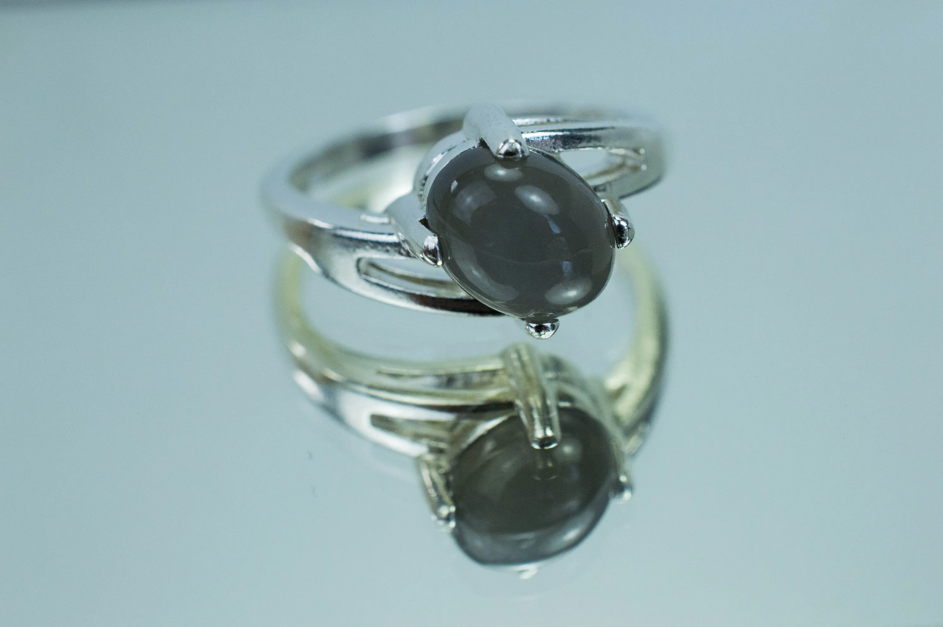 Gray Moonstone Ring; Genuine Untreated India Moonstone