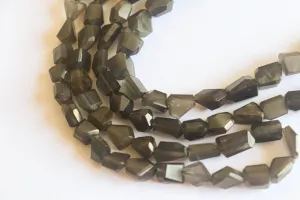 Grey Moonstone Faceted Uneven Tumbles | 16 inch String | 8x10mm | 44 Pieces | Center drill | Natural Gemstone Beads for jewelry making
