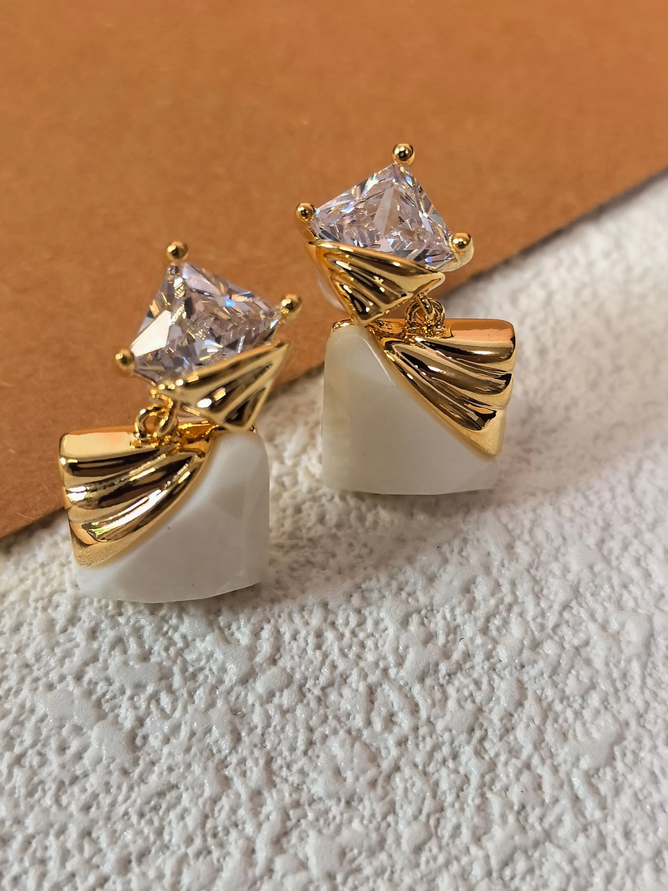 Handmade Chic Cube Rhinestone Post Back Drop Stud Earrings