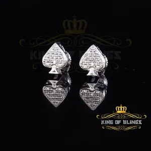 King Of Bling's 925 Sterling Silver White 0.05ct Diamond For Women's & Men's Stud Heart Earrings