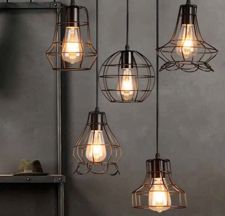 Klemon Metal Wire Cage Hanging Lamp