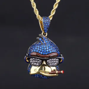 KRKC Iced Out Gorilla Mens Pendant Necklace in 14K Gold