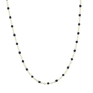 LEORA BLACK BEADED GOLD NECKLACE