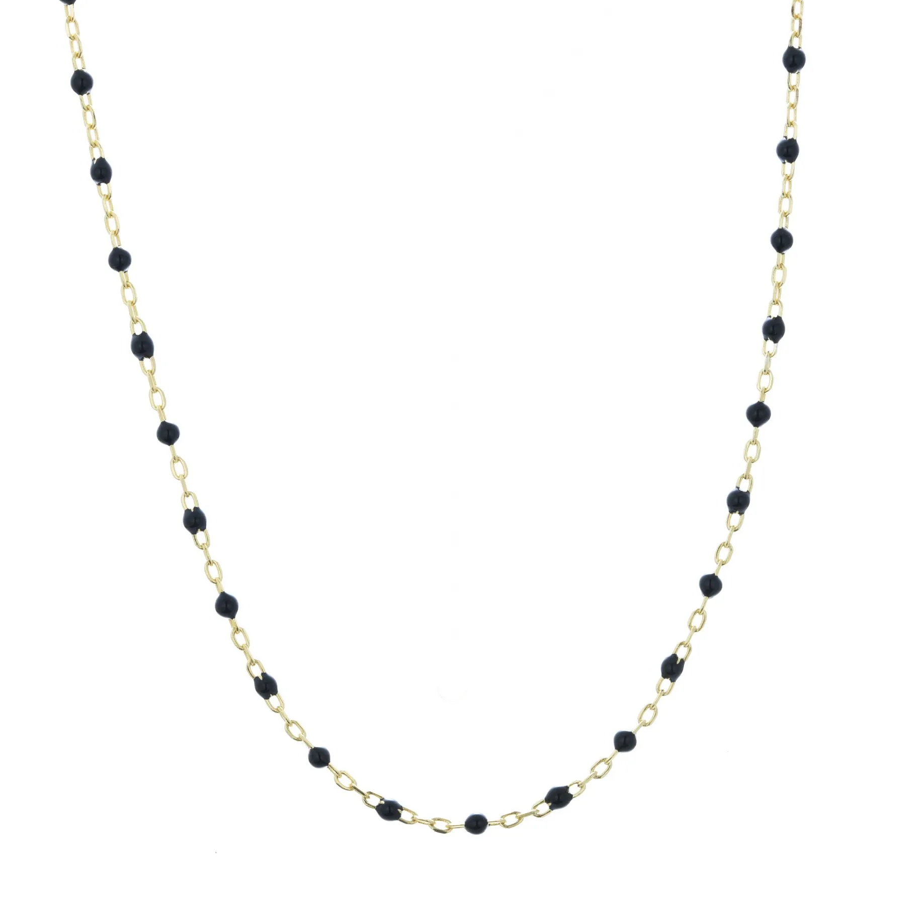 LEORA BLACK BEADED GOLD NECKLACE