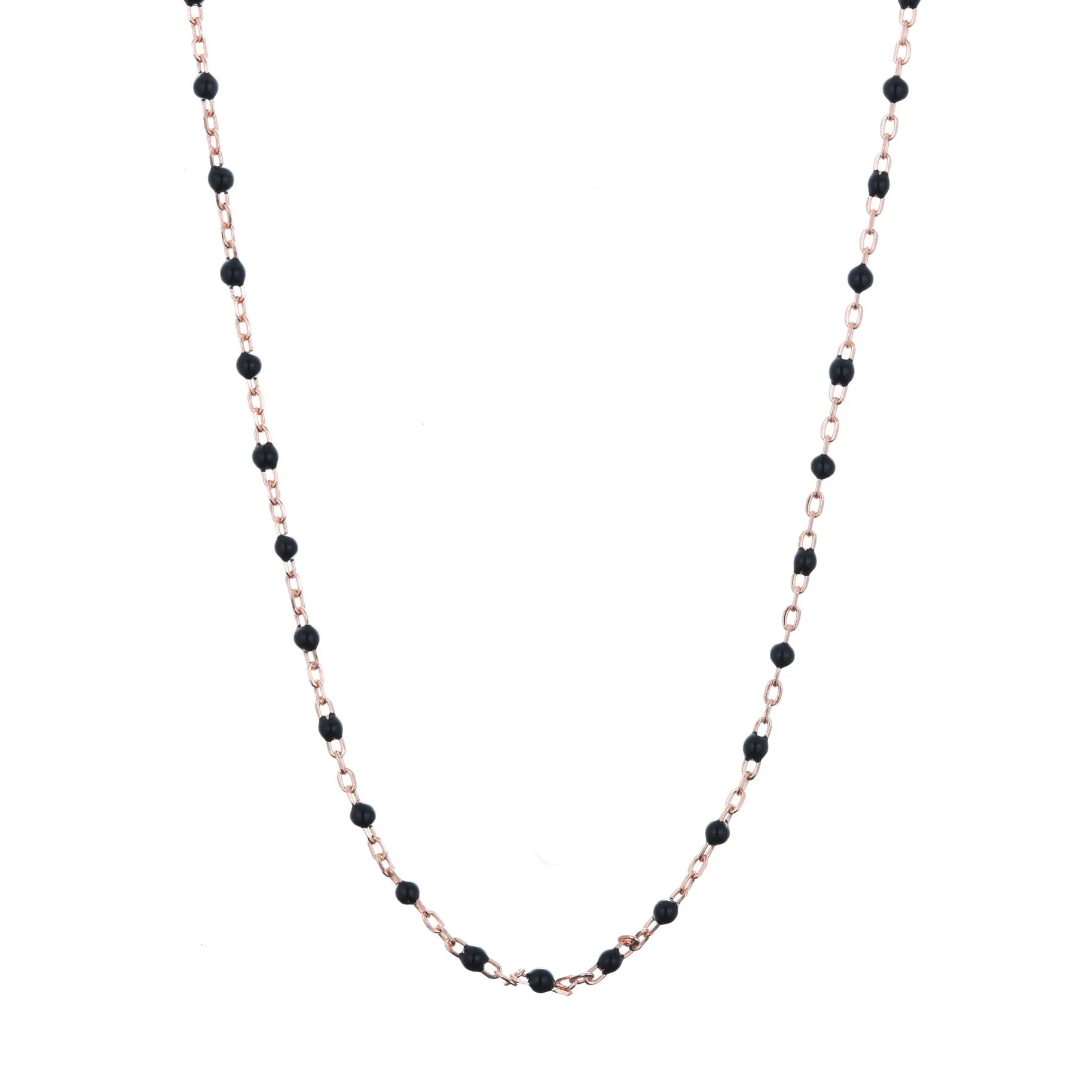 LEORA BLACK BEADED ROSE GOLD NECKLACE