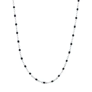LEORA BLACK BEADED SILVER NECKLACE