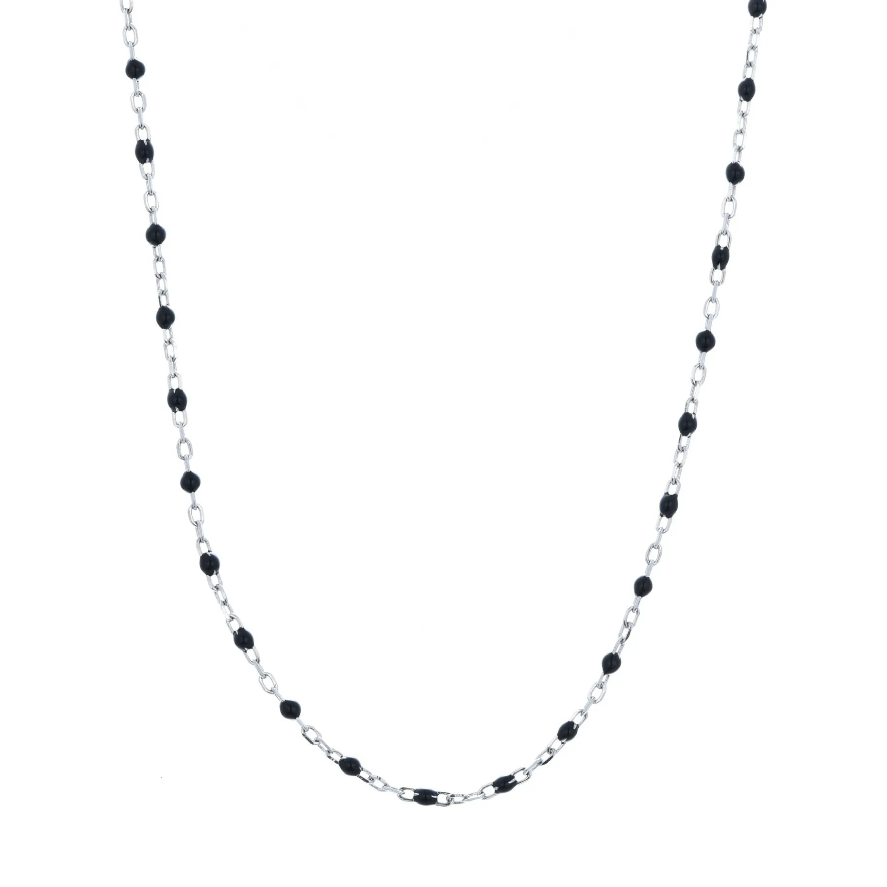 LEORA BLACK BEADED SILVER NECKLACE