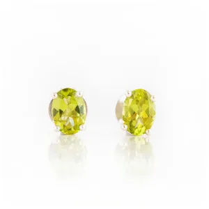 Luna, an Oval cut Peridot Stud Earring - 7x5mm