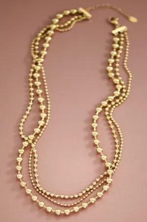 Multi Strand Gold Ball Chain Necklace