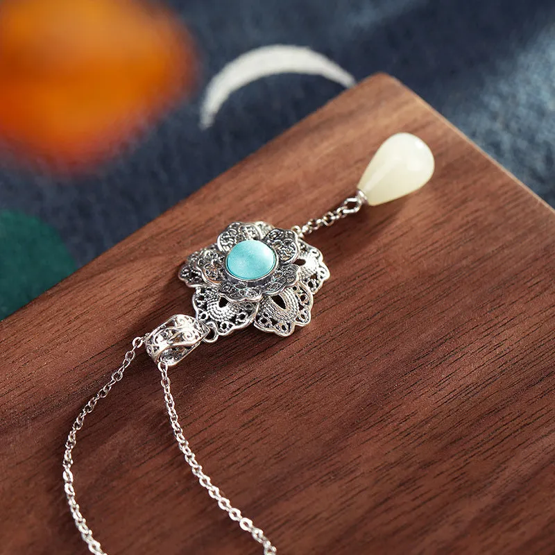 Natural Jade Pendant Nephrite Turquoise Silver Pendant ZPT112