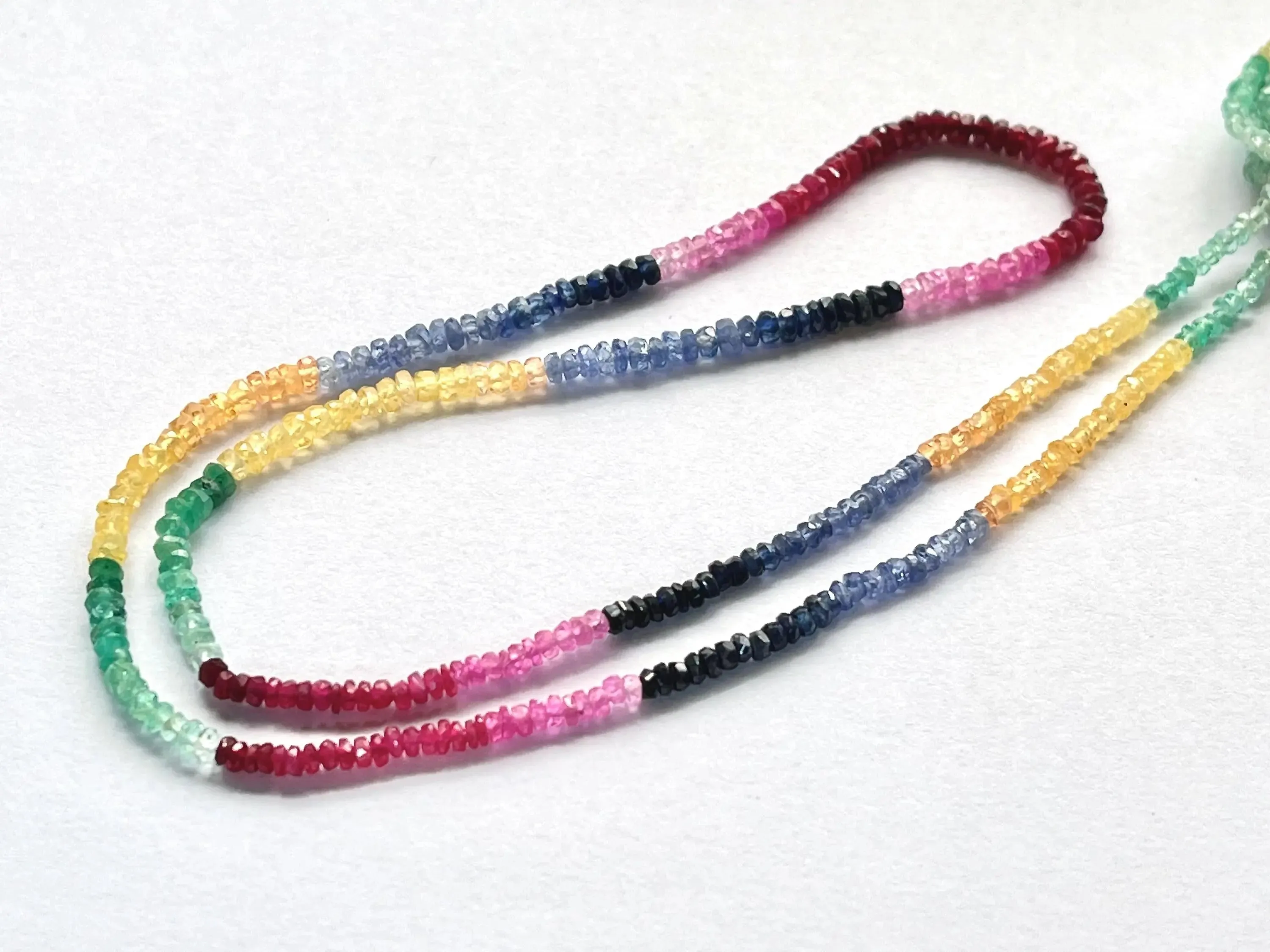 Natural Multi Precious gemstones faceted rondelle beads, Ruby Sapphire Emerald beads