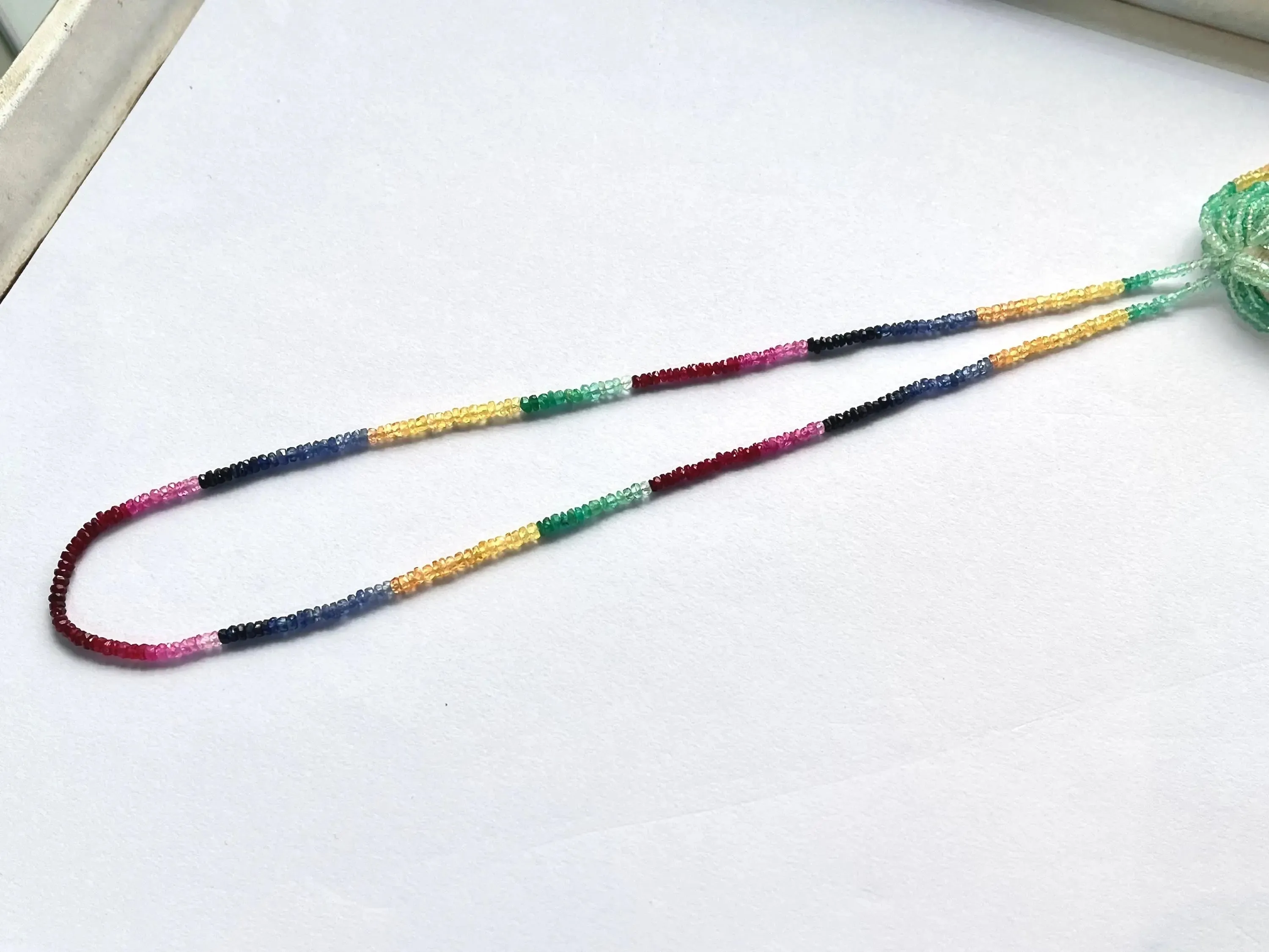 Natural Multi Precious gemstones faceted rondelle beads, Ruby Sapphire Emerald beads