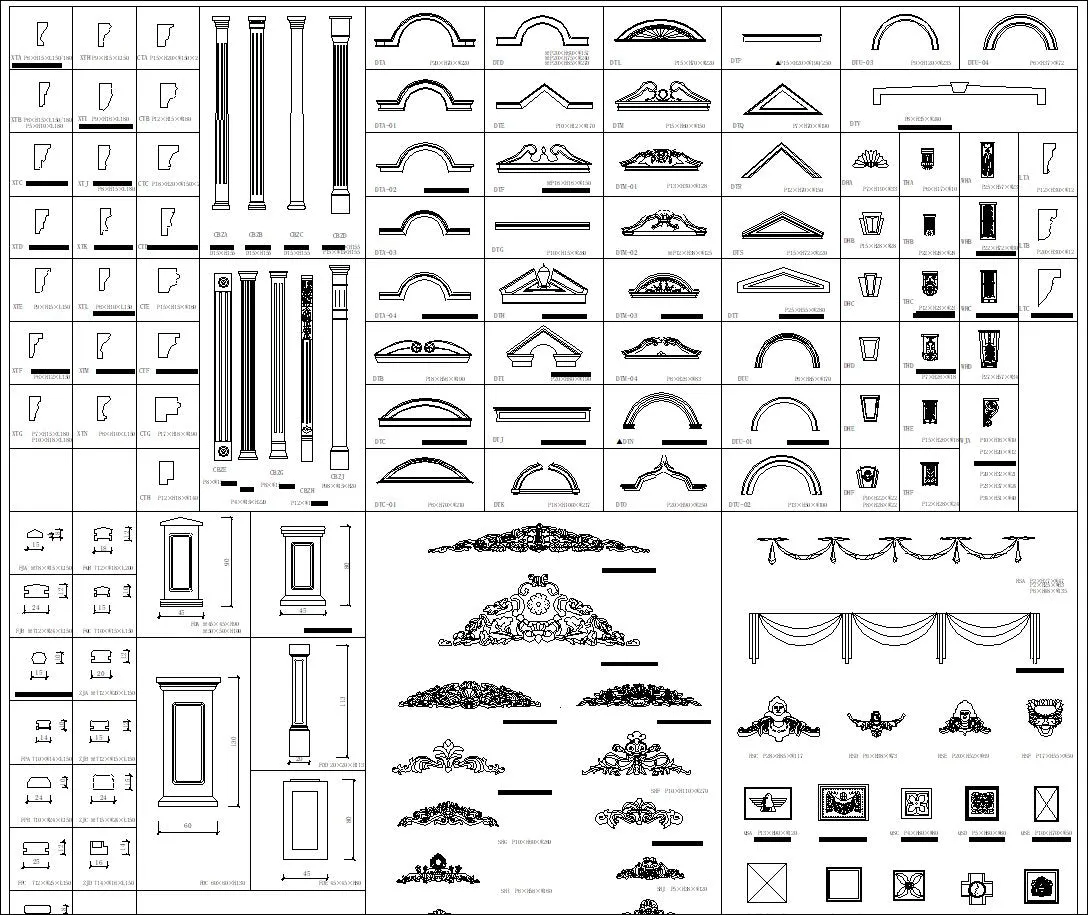 Ornamental Parts of Architecture -☆Architectural Decorative CAD Blocks☆ V.17