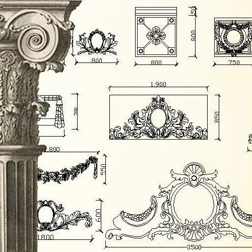 Ornamental Parts of Architecture -☆Architectural Decorative CAD Blocks☆ V.2