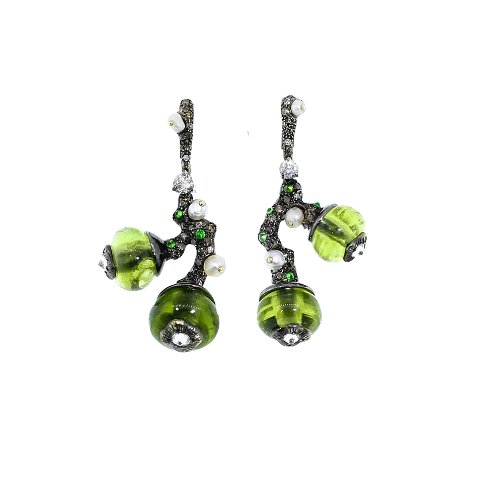 Peridot Bead Fruit Earrings