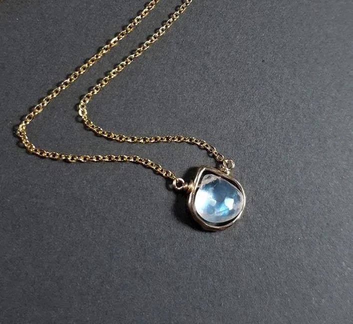 Rainbow Moonstone Heart Shape Pendant Necklace