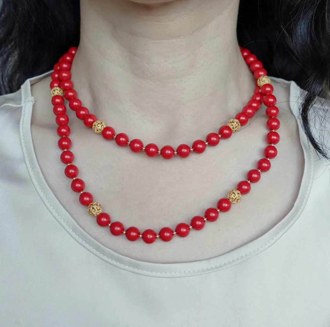 Return to Origin Beaded Cinnabar Necklace with Tassels