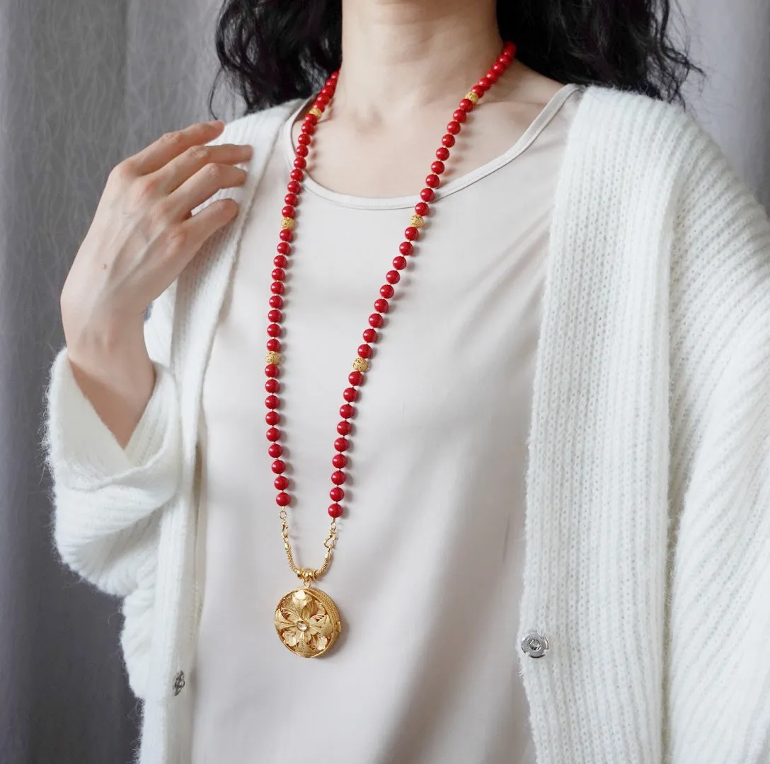 Return to Origin Beaded Cinnabar Necklace with Tassels