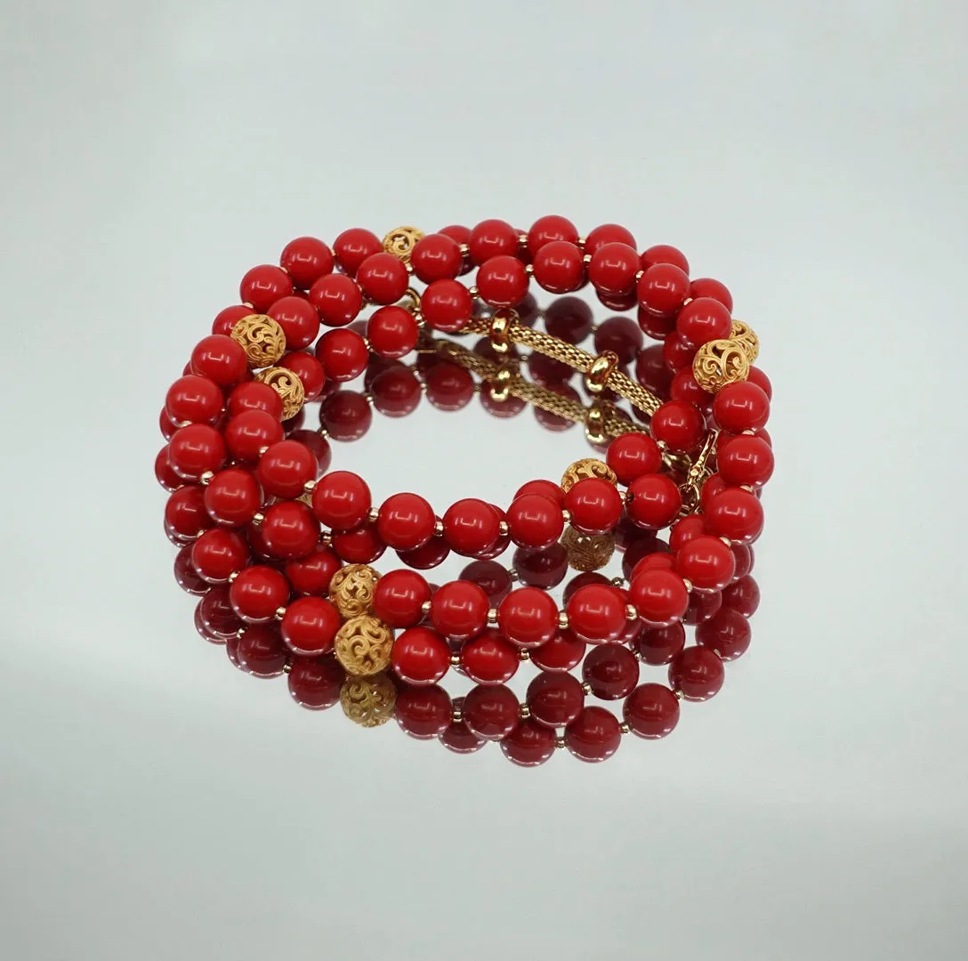 Return to Origin Beaded Cinnabar Necklace with Tassels