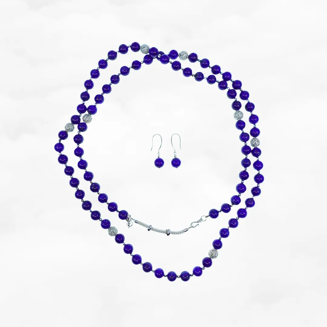 Return to Origin Beaded Lapis Necklace and Earrings Set