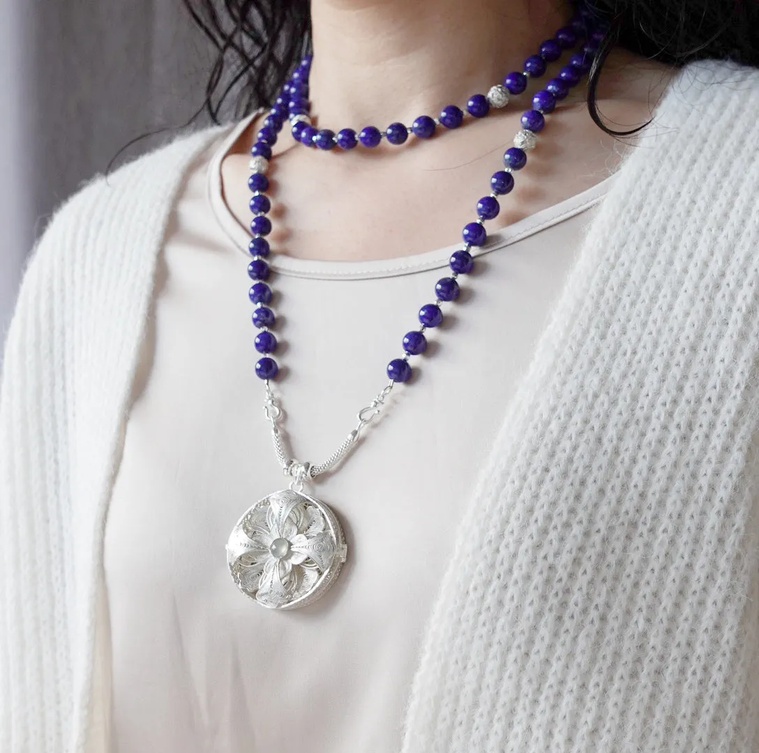 Return to Origin Beaded Lapis Necklace and Earrings Set