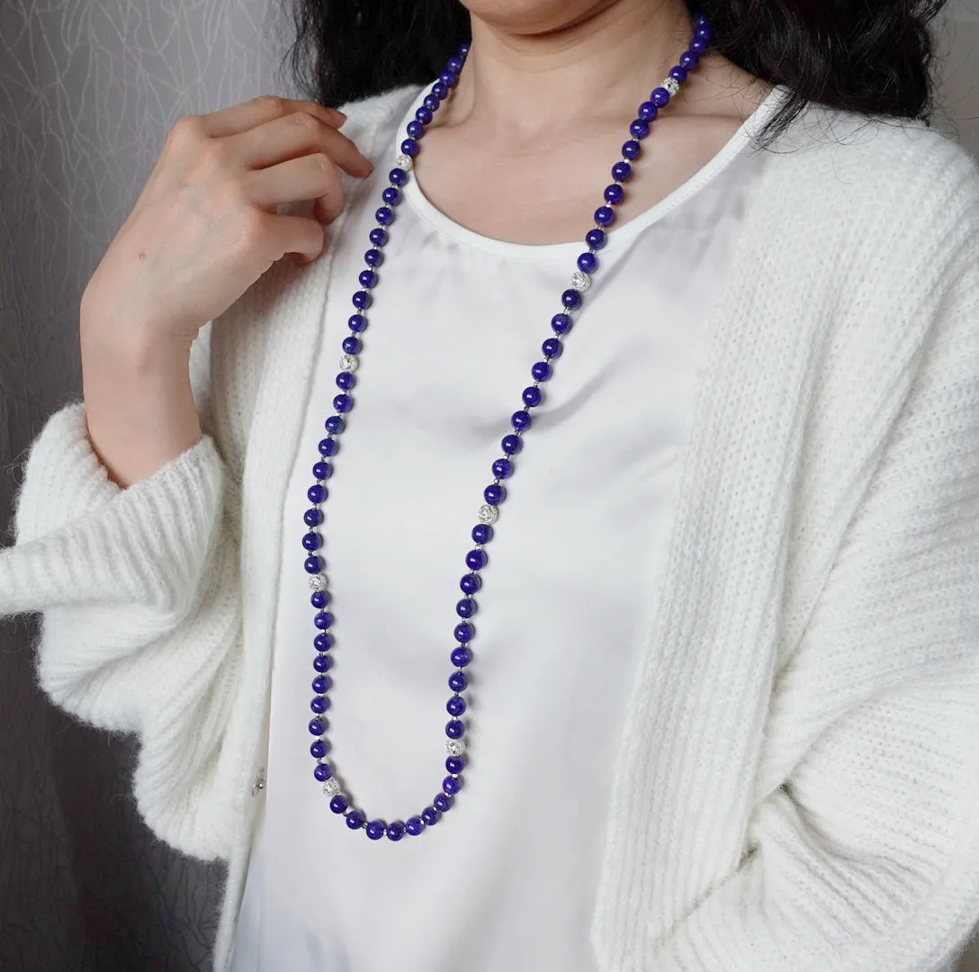 Return to Origin Beaded Lapis Necklace and Earrings Set