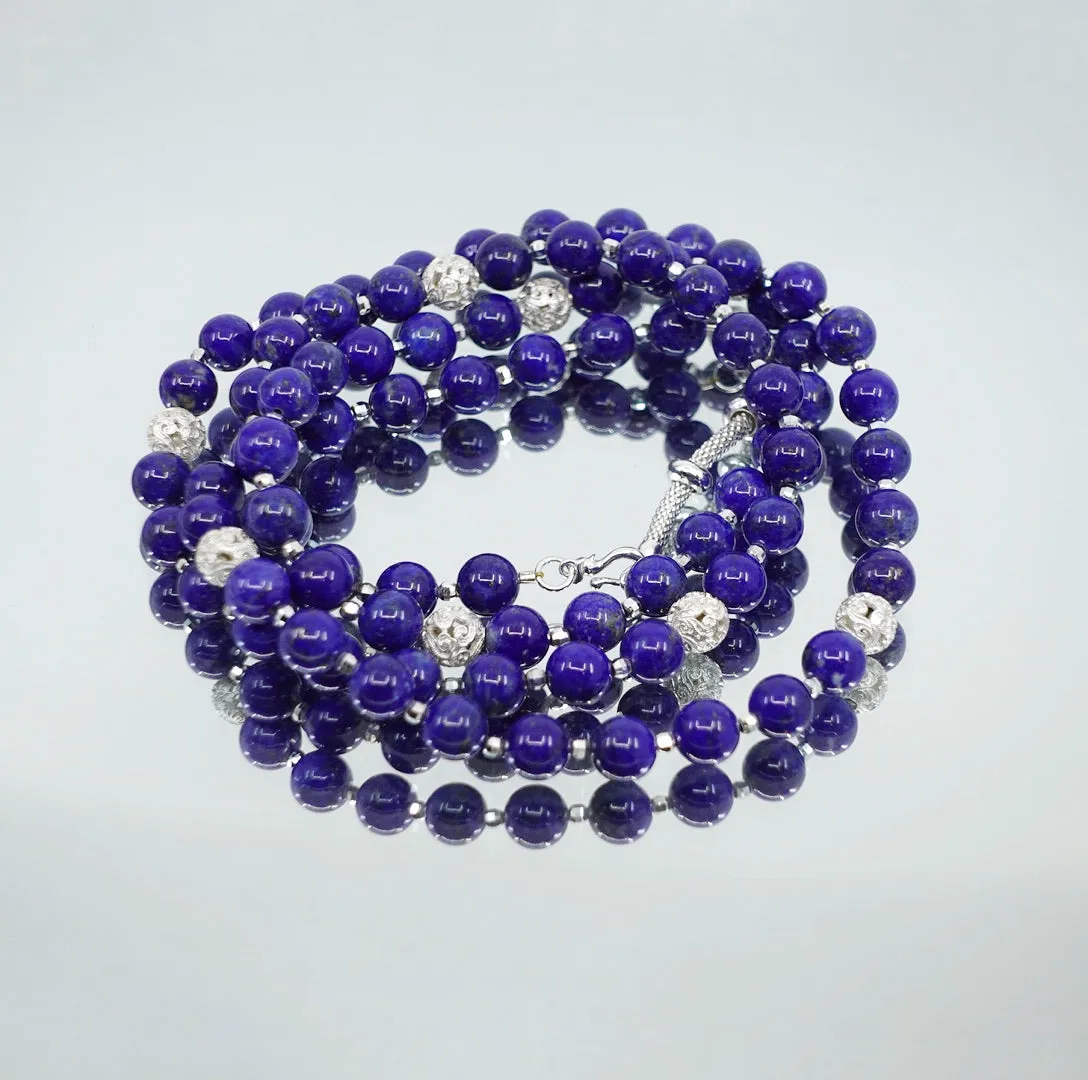 Return to Origin Beaded Lapis Necklace and Earrings Set