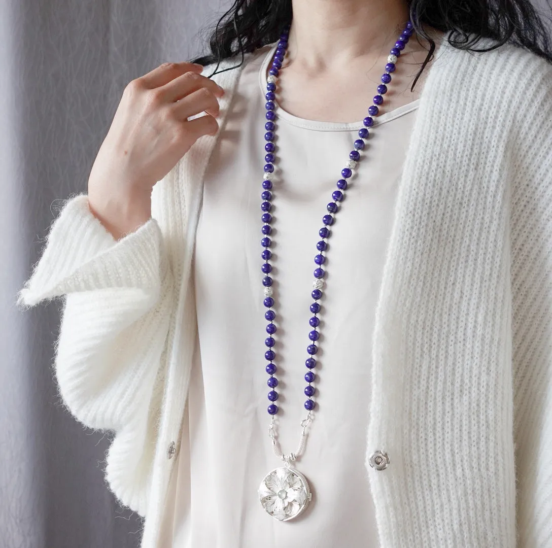 Return to Origin Beaded Lapis Necklace and Earrings Set