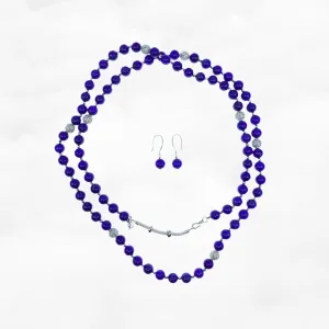 Return to Origin Beaded Lapis Necklace and Earrings Set