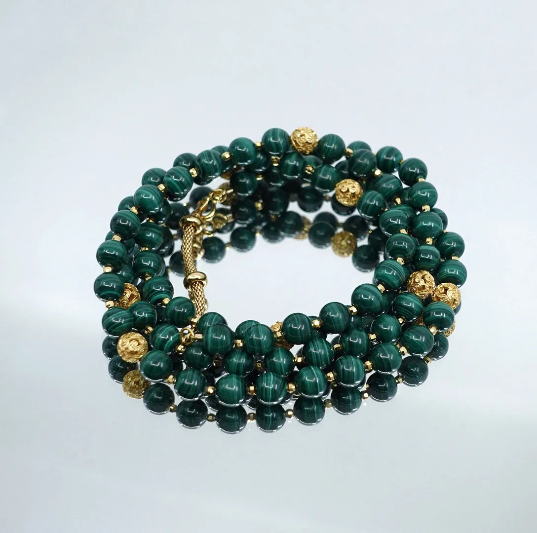 Return to Origin Beaded Malachite Necklace with Tassels