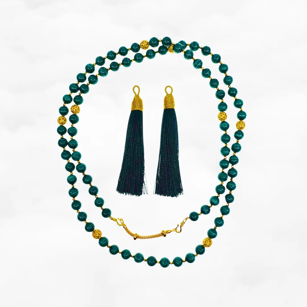 Return to Origin Beaded Malachite Necklace with Tassels