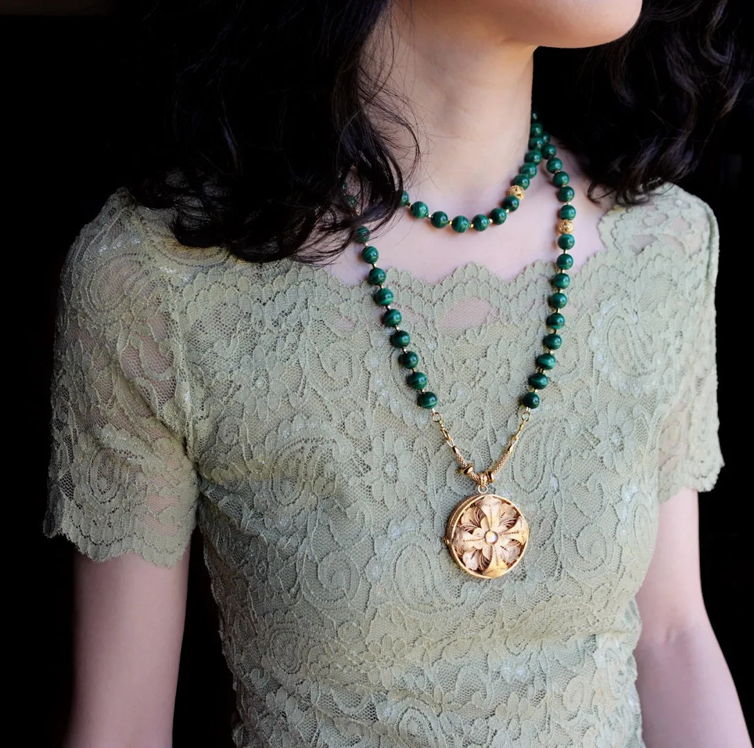 Return to Origin Beaded Malachite Necklace with Tassels