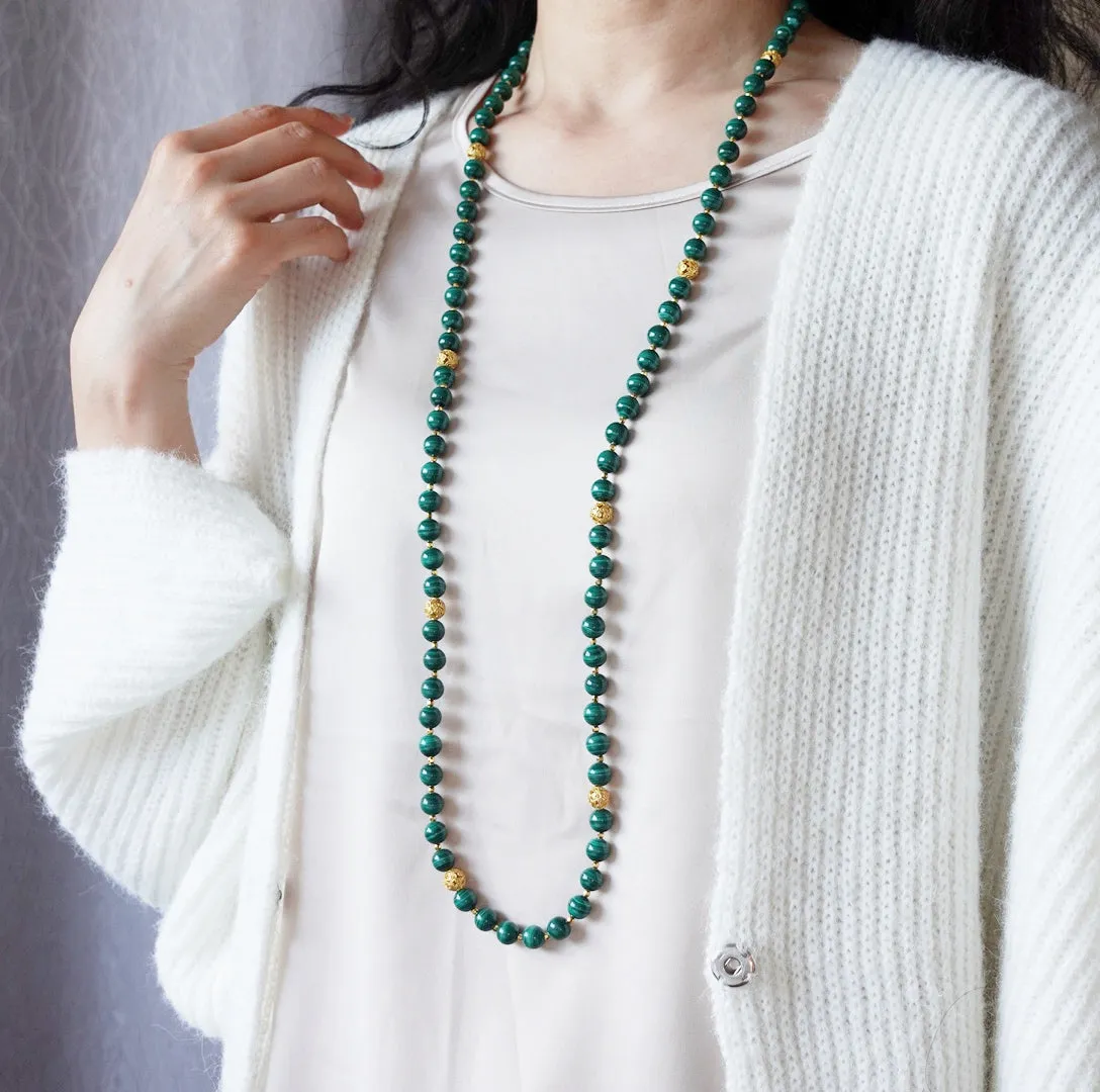Return to Origin Beaded Malachite Necklace with Tassels