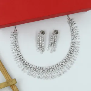 Round Neck Zircon/AD Necklace Set 14857-08