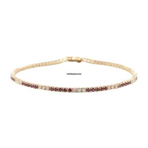Ruby and Diamond Tennis Bracelet 1.65 Carat TW 14k Yellow Gold