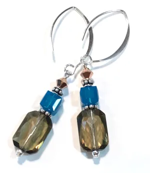 Smoky Quartz Crystal Earrings - Sterling Silver