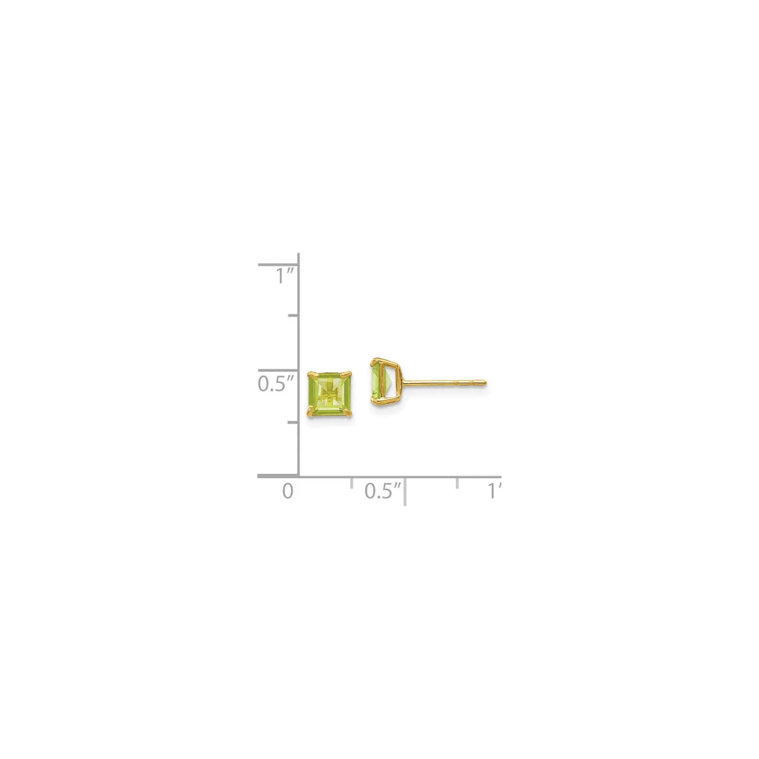 Square Peridot Stud Earrings (14K)
