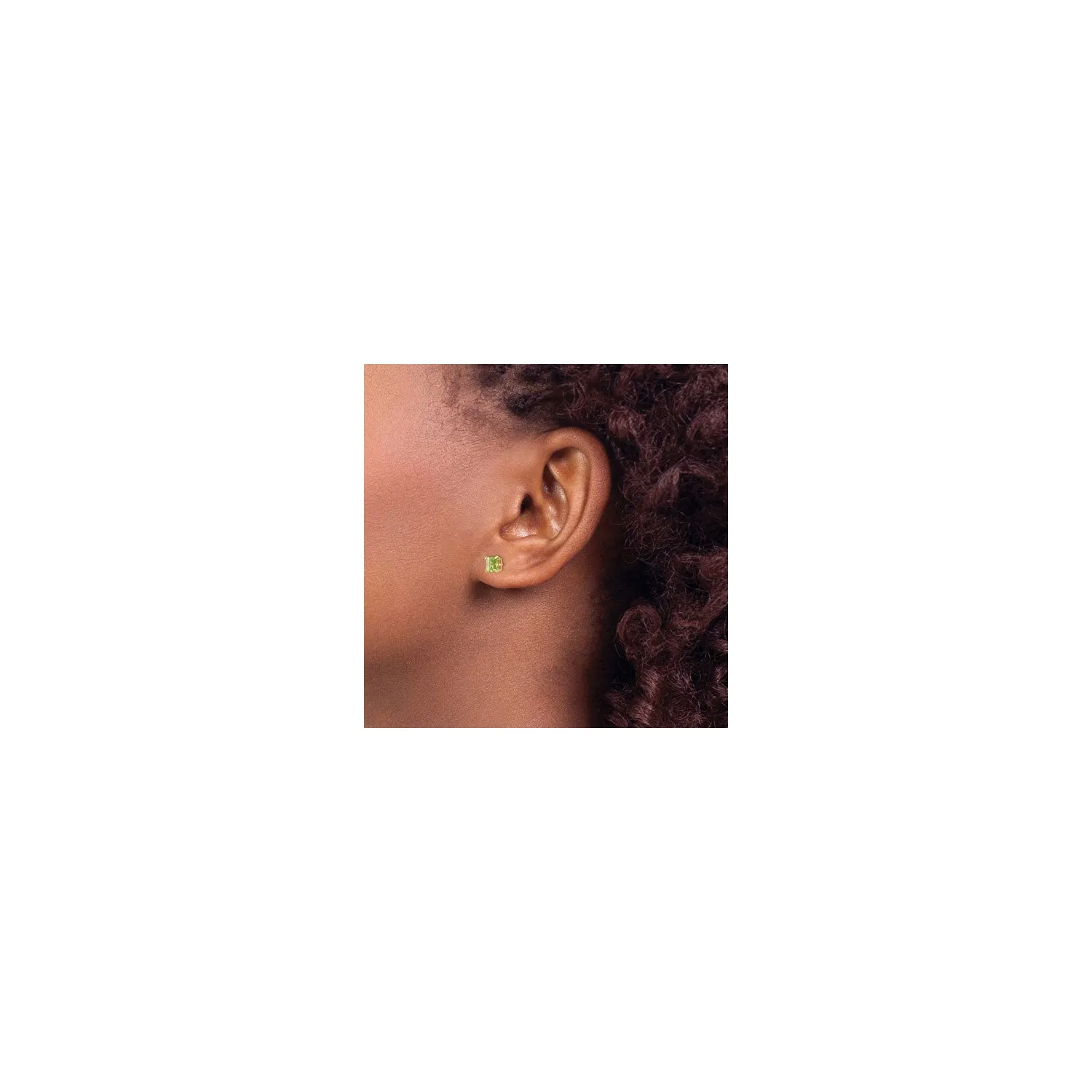 Square Peridot Stud Earrings (14K)