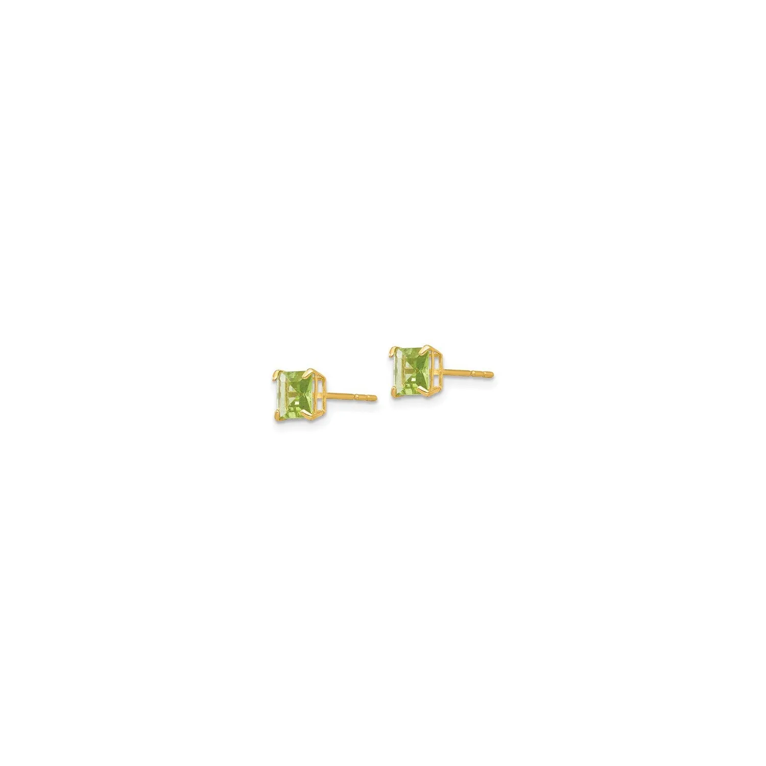 Square Peridot Stud Earrings (14K)