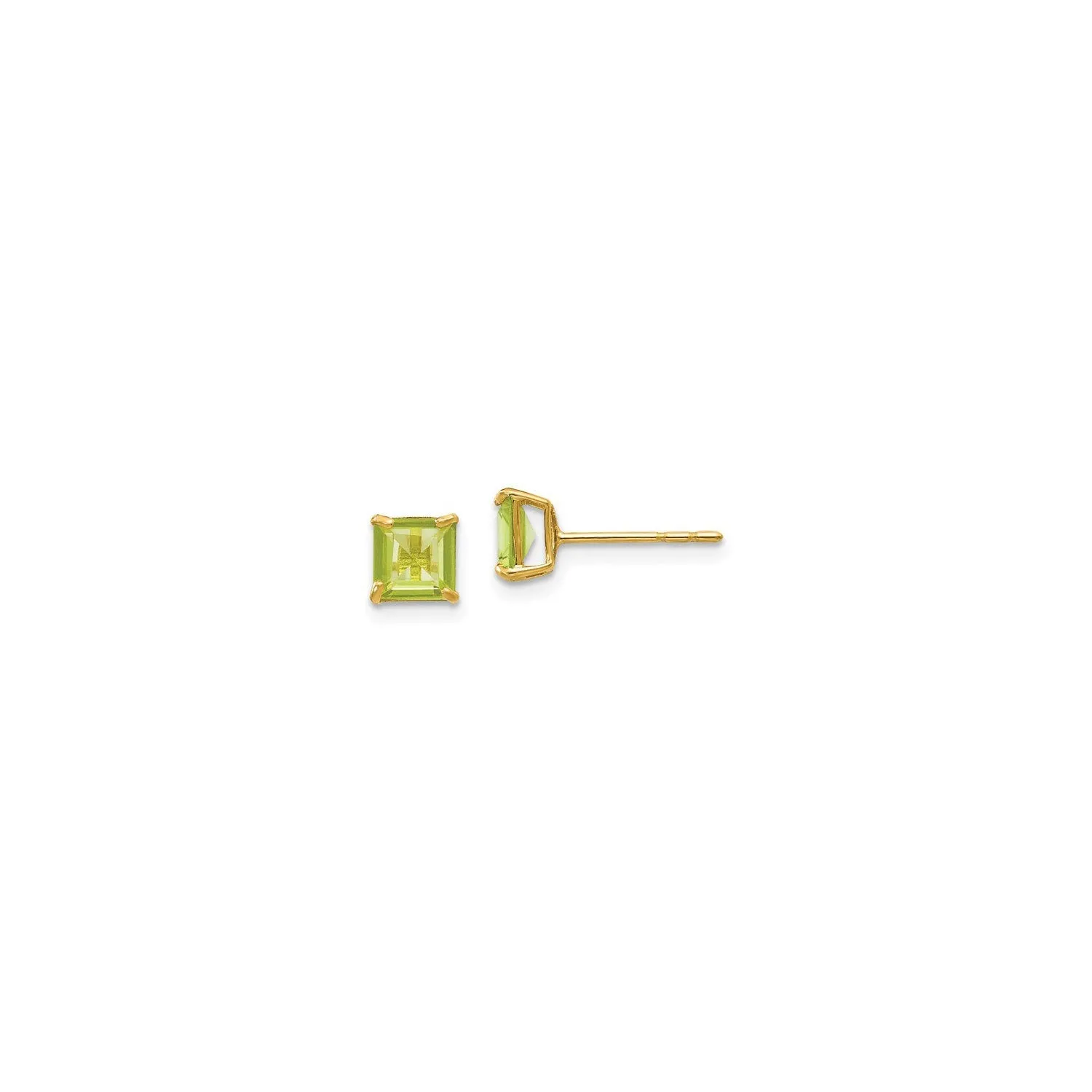 Square Peridot Stud Earrings (14K)