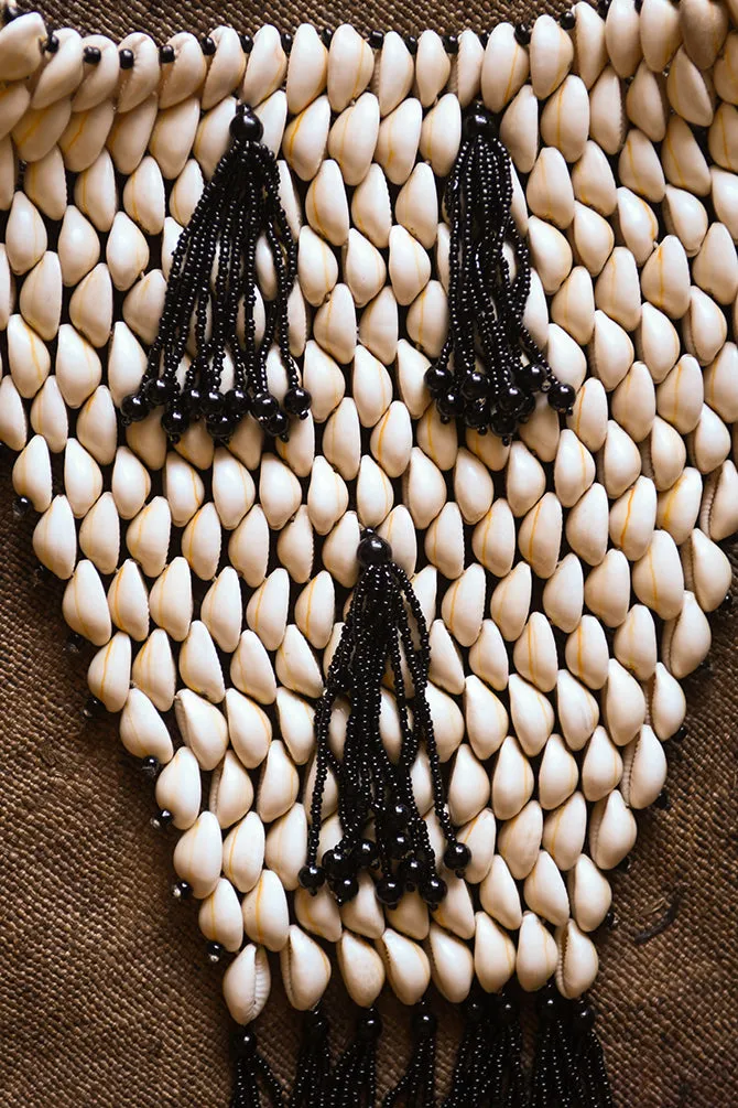 Statement Beaded African, Cowrie Shell Jewelry Necklace
