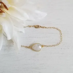 Thin Gold Moonstone Bracelet, Layering Bracelet