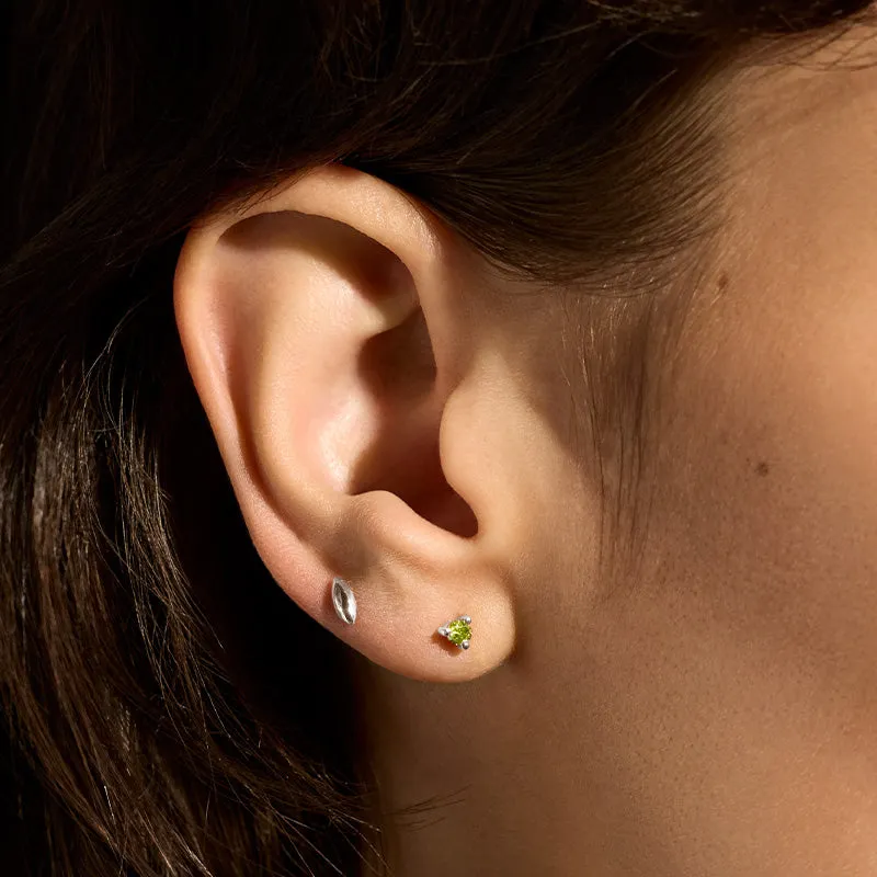 Tiny Stud, Peridot, Silver