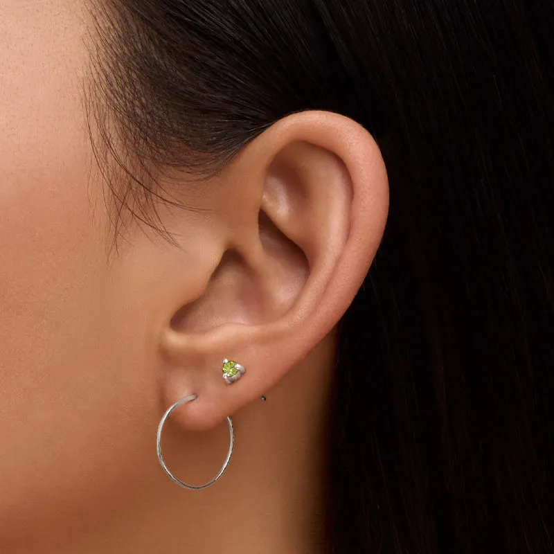 Tiny Stud, Peridot, Silver