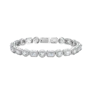 Women's Emerald Cut Mix Clustered Tennis Bracelet - 7mm
