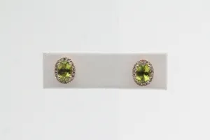 Yellow Gold Oval Peridot Earrings